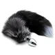Металлическая анальная пробка «Лисьий хвост» Alive Black And White Fox Tail M, диаметр 3,4 см