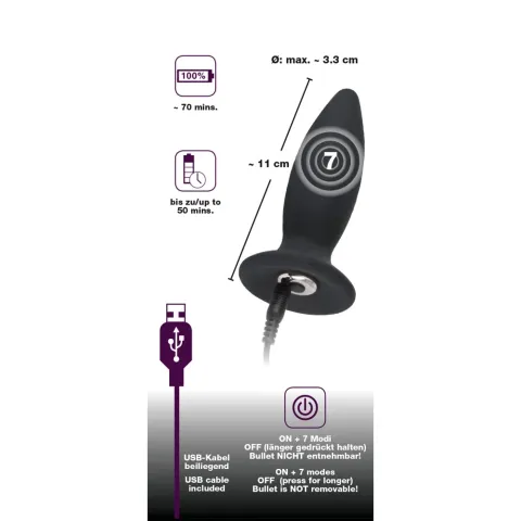 Анальна пробка - Black Velvets Rechargeable Plug Small