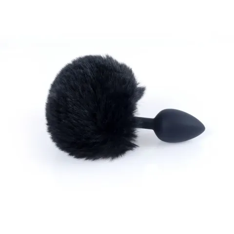 Анальная пробка — Bunny Tail Silicone Black Plug Black