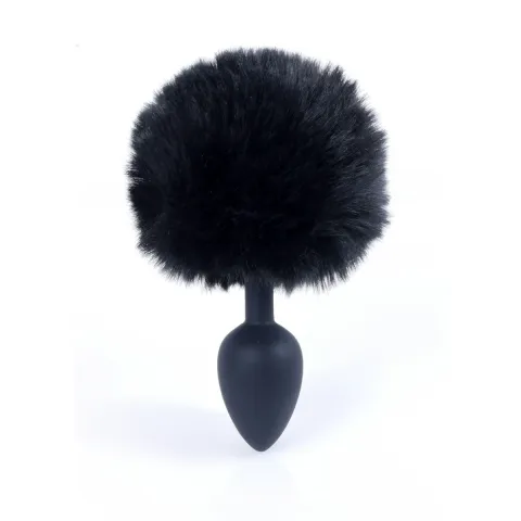 Анальная пробка — Bunny Tail Silicone Black Plug Black