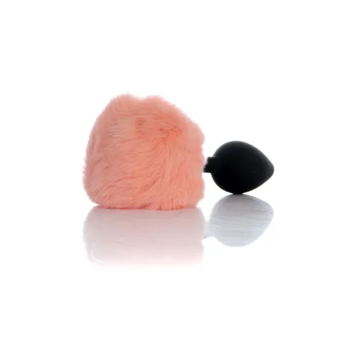 Анальная пробка — Bunny Tail Silicone Black Plug Peach