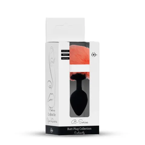 Анальная пробка — Bunny Tail Silicone Black Plug Peach