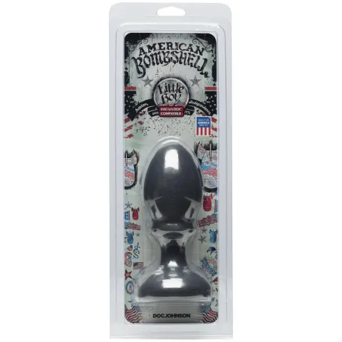 Анальная пробка Doc Johnson American Bombshell Little Boy — Gun Metal, диаметр 5,59 см