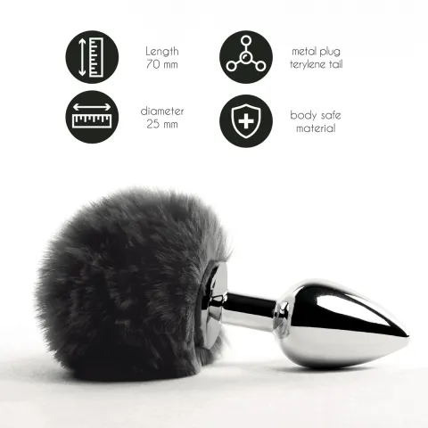 Анальная пробка FeelzToys — Bunny Tails Butt Plug, черная