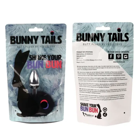Анальная пробка FeelzToys — Bunny Tails Butt Plug, черная