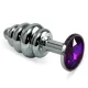 Анальная пробка — Heavy Metal Anal Plug Silver Rosebud Spiral Purple
