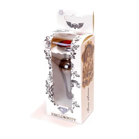 Анальна пробка - B-Series HeavyFun Jewellery Dark Silver, червона
