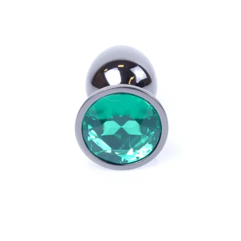 Анальная пробка — Jewellery, темно-серебристая пробка, зелёная