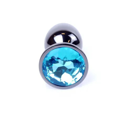Анальна пробка - Jewellery Dark Silver PLUG- Light Blue