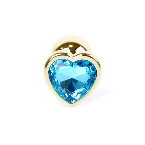 Анальная пробка — Jewellery Gold Heart Plug, светло-голубого цвета