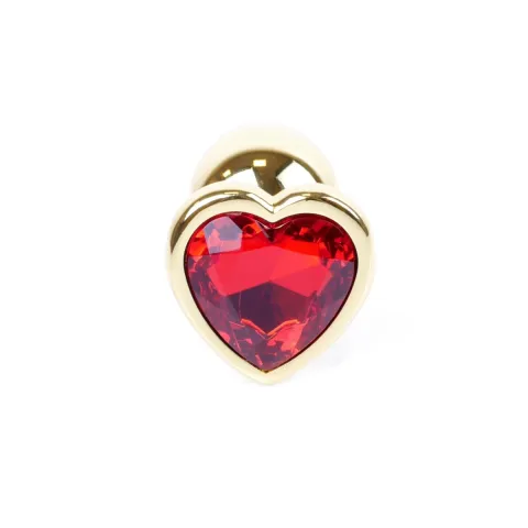 Анальная пробка — Jewellery Gold Heart Plug — красная