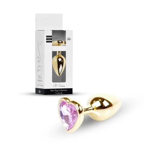 Анальная пробка — Jewellery Gold Heart Plug, светло-розового цвета