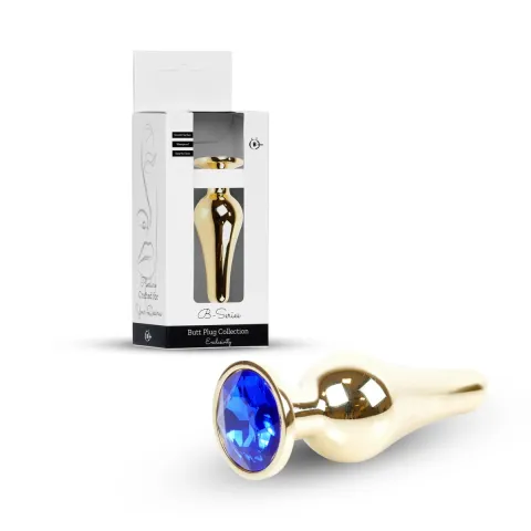 Анальная пробка — Jewellery Gold Long Plug, темно-синяя