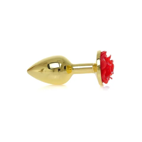 Металлическая анальная пробка — Plug-Jewellery Gold PLUG ROSE — красная