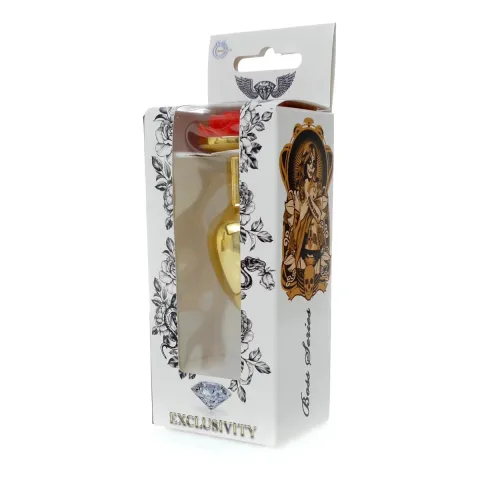 Металлическая анальная пробка — Plug-Jewellery Gold PLUG ROSE — красная