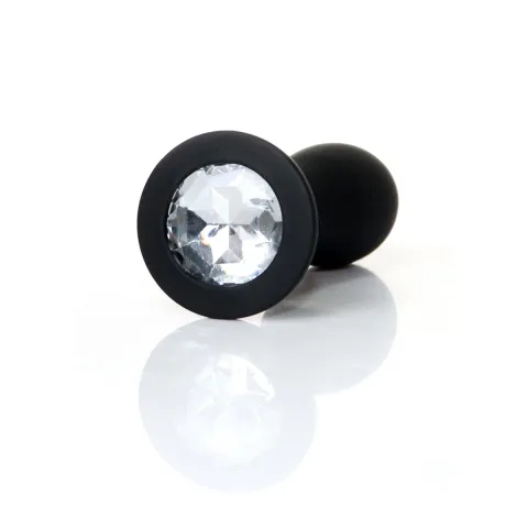 Анальная пробка — Jewellery Silicone Black Plug M Clear