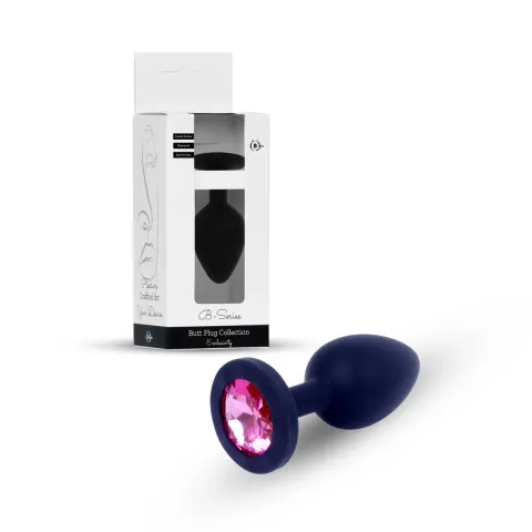Анальная пробка — Jewellery Silicone Black Plug M Pink
