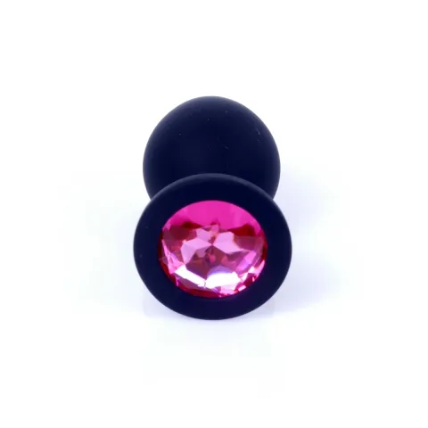 Анальная пробка — Jewellery Silicone Black Plug M Pink