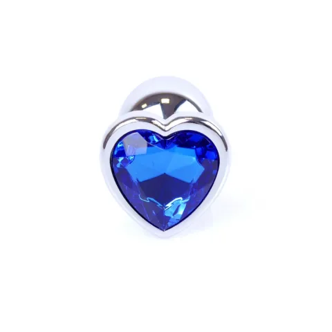 Анальна пробка - Jewellery Silver  Heart PLUG- Dark Blue