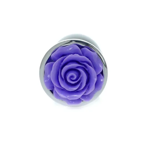 Анальная пробка — украшение «Silver Rose Plug», фиолетовая