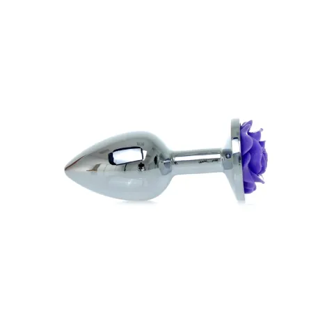 Анальная пробка — украшение «Silver Rose Plug», фиолетовая
