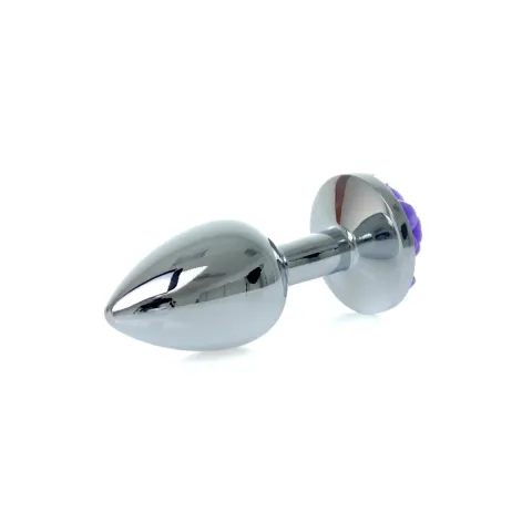 Анальная пробка — украшение «Silver Rose Plug», фиолетовая