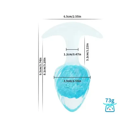 Анальна пробка Liebe Seele Crystal Anal Plug в форме мороженого — Blue Medium