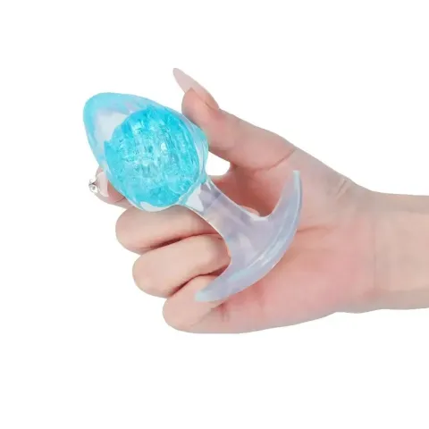 Анальна пробка Liebe Seele Crystal Anal Plug в форме мороженого — Blue Medium