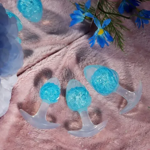 Анальна пробка Liebe Seele Crystal Anal Plug в форме мороженого — Blue Medium