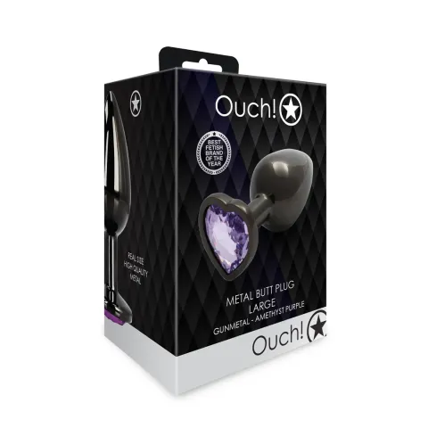 Анальна пробка - Ouch! Metal Butt Plug Large Gunmetal/Amethyst Purple