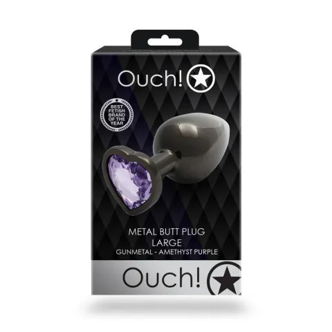 Анальна пробка - Ouch! Metal Butt Plug Large Gunmetal/Amethyst Purple