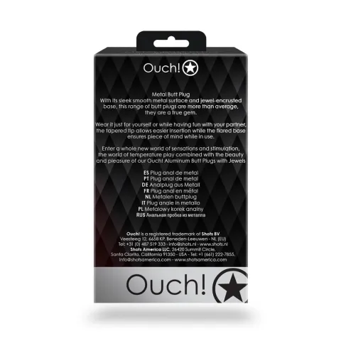Анальна пробка - Ouch! Metal Butt Plug Large Gunmetal/Amethyst Purple