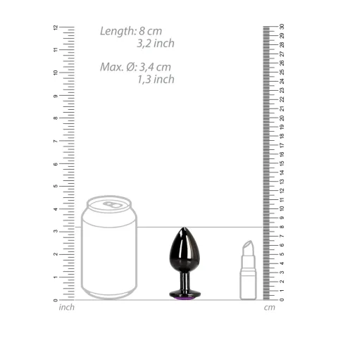 Анальна пробка - Ouch! Metal Butt Plug Medium Gunmetal/Amethyst Purple