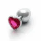 Анальна пробка - Ouch! Metal Butt Plug Medium Silver/Rubellite Pink