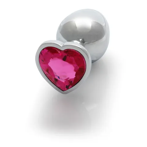 Анальна пробка - Ouch! Metal Butt Plug Medium Silver/Rubellite Pink