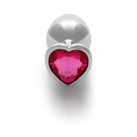 Анальна пробка - Ouch! Metal Butt Plug Medium Silver/Rubellite Pink