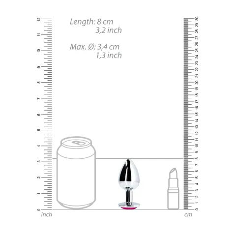 Анальна пробка - Ouch! Metal Butt Plug Medium Silver/Rubellite Pink