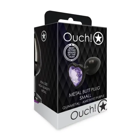 Анальна пробка - Ouch! Metal Butt Plug Small Gunmetal/Amethyst Purple