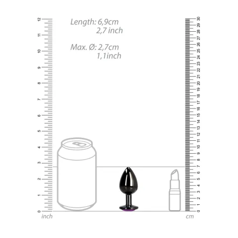 Анальна пробка - Ouch! Metal Butt Plug Small Gunmetal/Amethyst Purple