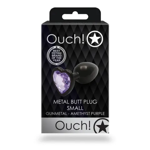 Анальна пробка - Ouch! Metal Butt Plug Small Gunmetal/Amethyst Purple