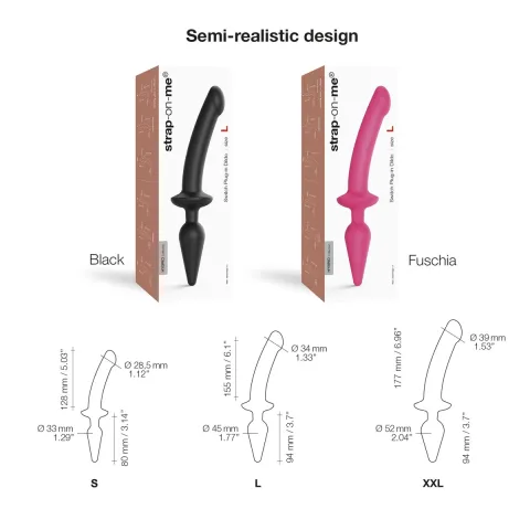 Анальная пробка с фаллоимитатором 2 в 1 Strap-On-Me SWITCH PLUG-IN DILDO Black S, диаметр 3,3/2,9 см