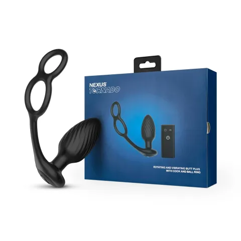 Анальная вибрационная пробка Nexus Tornado Cock and Ball Ring вращается + вибрация, кольцо для эрекции, пульт дистанционного управления