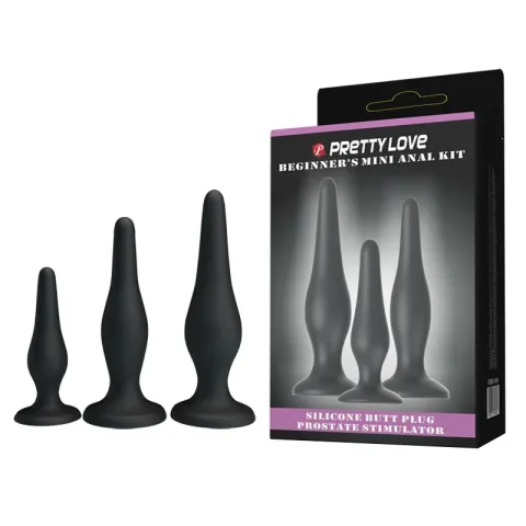 Набір анальних пробок - Pretty Love Begginer's Mini Anal Kit Black