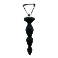 Анальний ланцюжок Adrien Lastic Arrow II, чорний, силіконовий, гнучкий, з металевою ручкою, діаметр 3,2 см