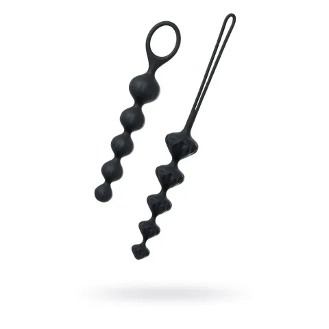 Набір анальних намистин Satisfyer Beads Black, силікон, макс. діаметр 3,3 см та 3,5 см