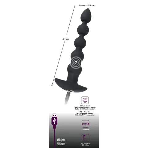 Анальний стимулятор - Black Velvets Rechargeable Beads