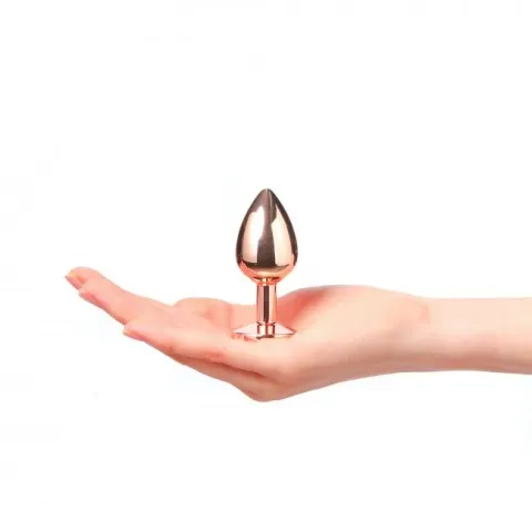 Металева анальна пробка із прикрасою у вигляді кристалу Dorcel - Diamond Plug Rose Gold S