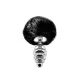 Металлическая анальная пробка «Кроличьи хвостик» Alive Fluffy Twist Plug M Black, диаметр 3,4 см