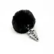 Металлическая анальная пробка «Кроличьи хвостик» Alive Fluffy Twist Plug M Black, диаметр 3,4 см