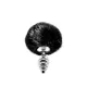 Металлическая анальная пробка «Кроличьи хвостики» Alive Fluffy Twist Plug S Black, диаметр 2,9 см